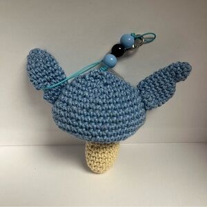 STITCH Blue Knit Mushroom Charm Keychain Tokyo Disney Store Blue